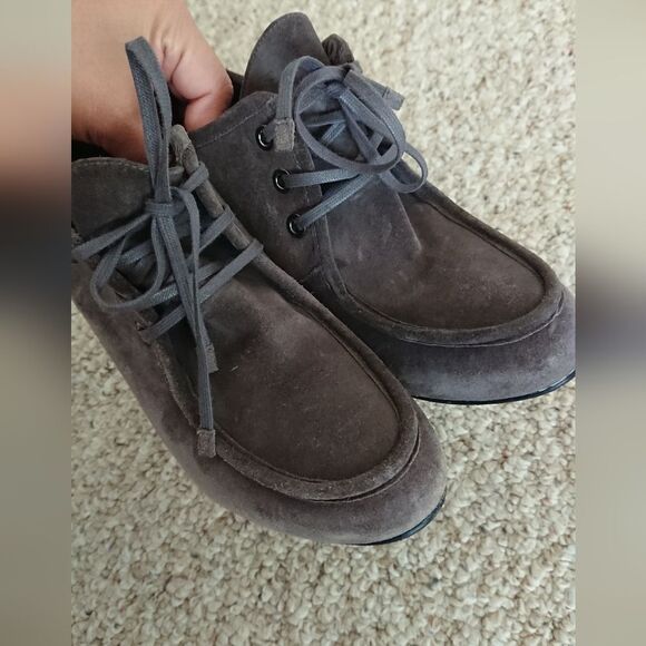 Stuart Weitzman gray lace up oxfords ankle bootie size 7M - Picture 7 of 12